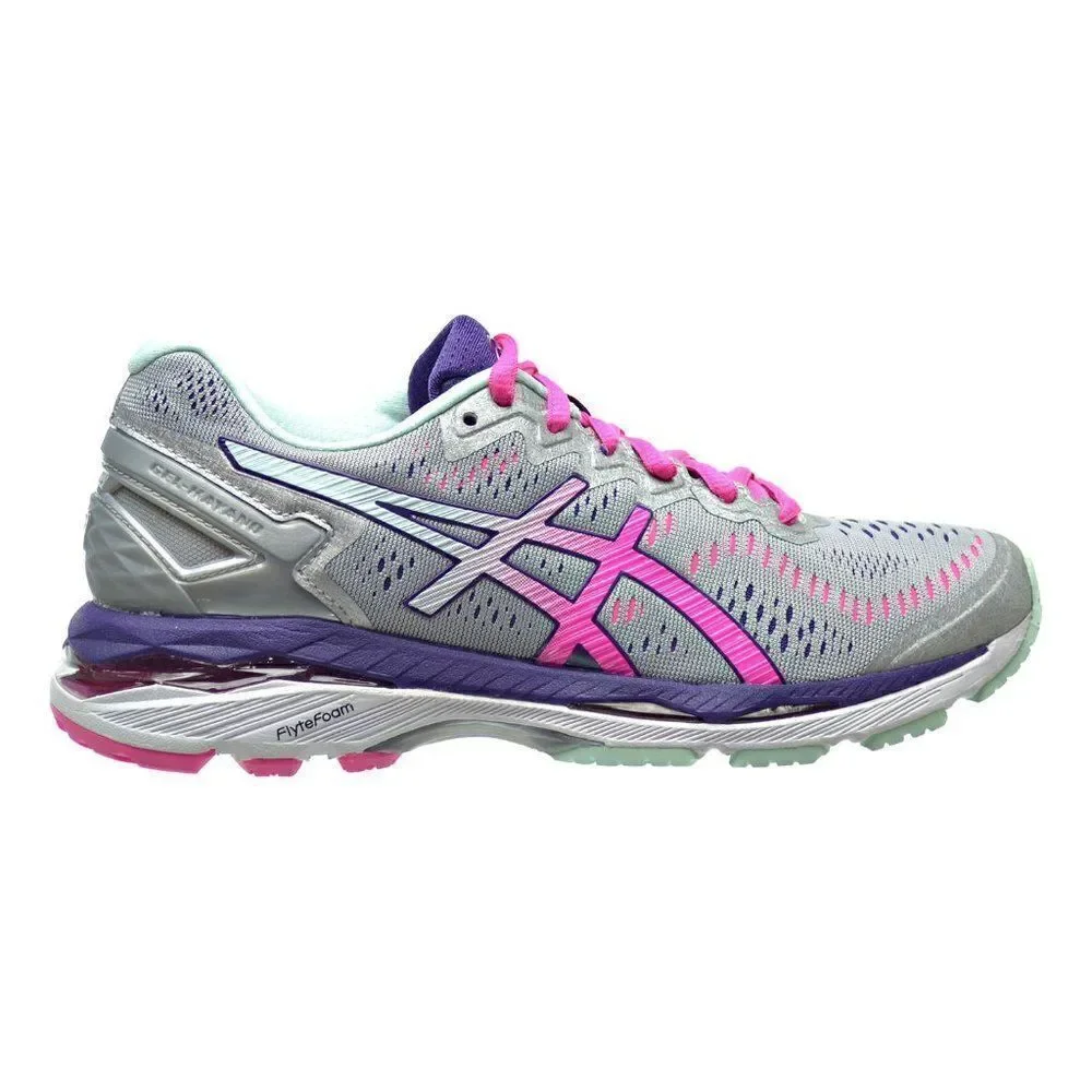 New Asics GEL Kayano 23 Grey Silver Pink Light Turquoise 7 WIDE (D) width 38